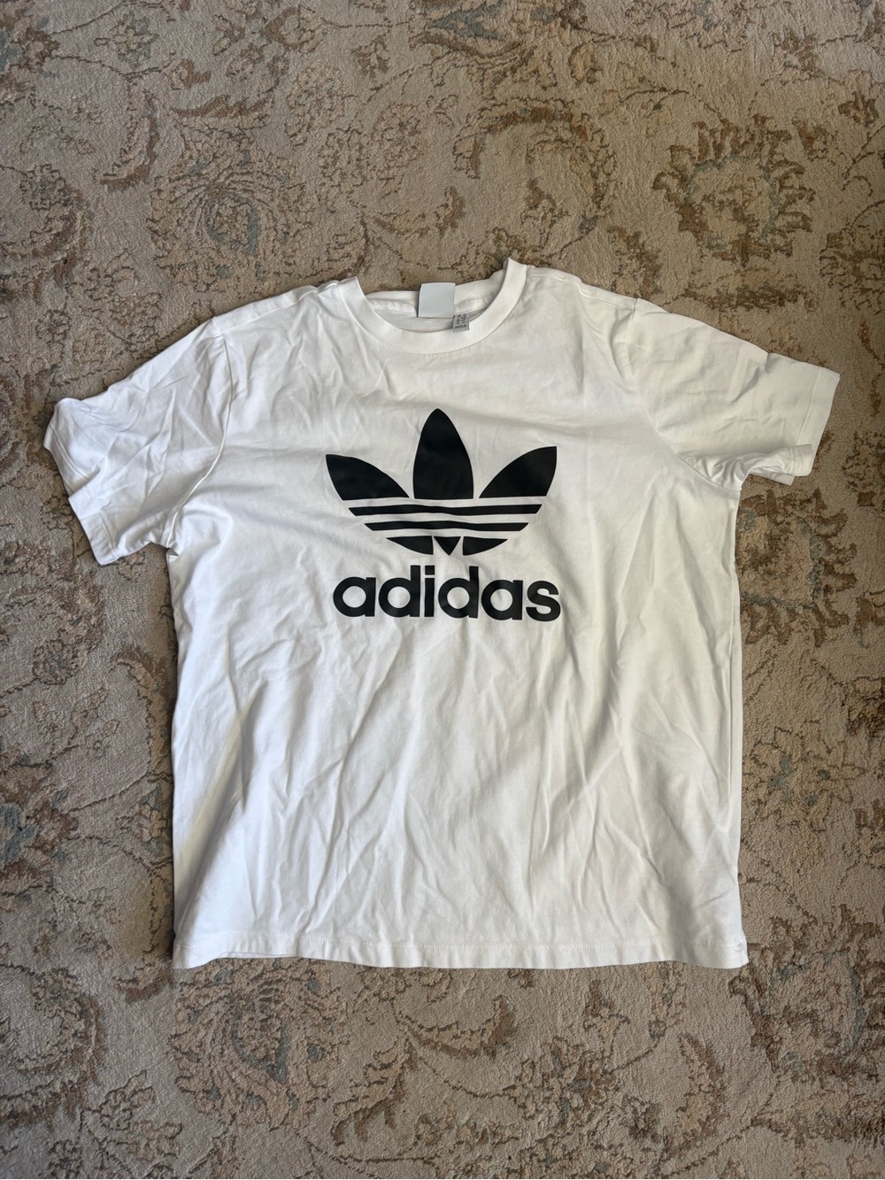 adidas White Tee with Black Trefoil Tag